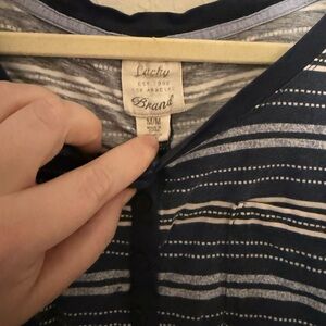 Lucky Brand Navy and White Striped Pajama Dress